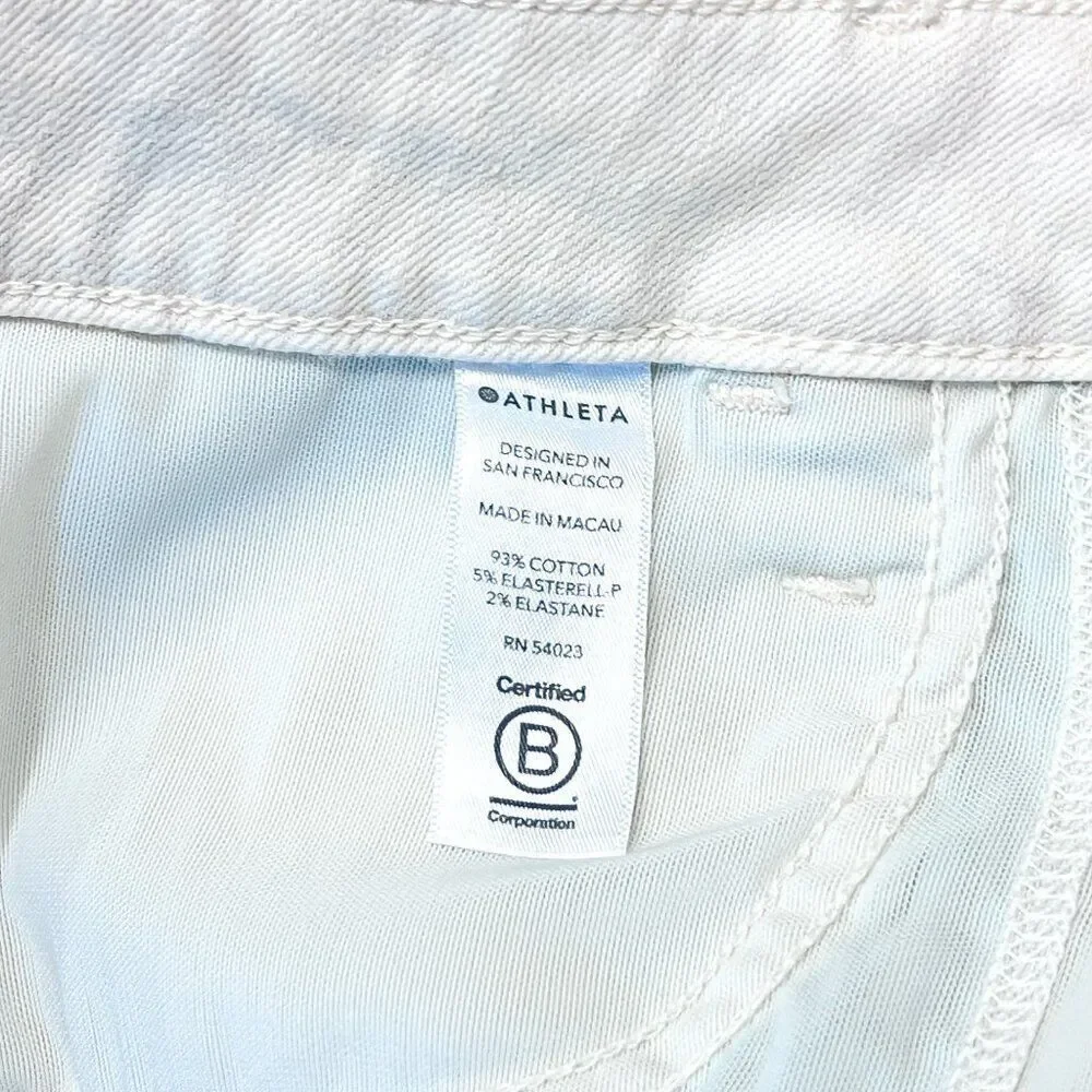 Athleta Sculptek Flex Straight Leg Ankle Stretch Denim Jean in Bone Size 16